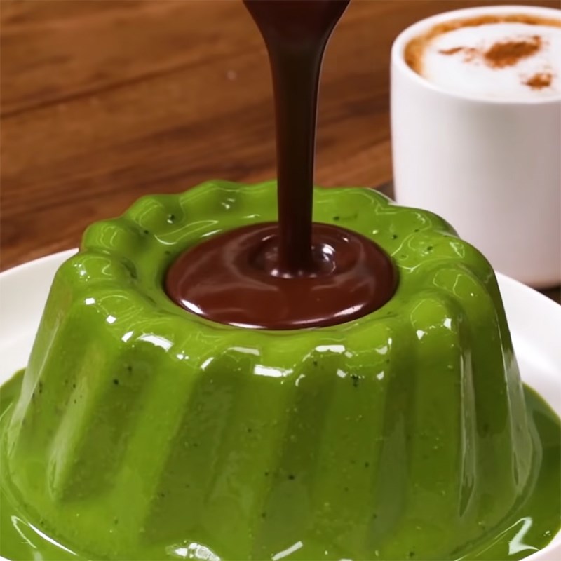 Bước 5 Hoàn thành Pudding trà xanh sốt socola